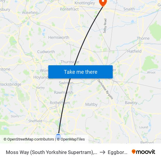 Moss Way (South Yorkshire Supertram), Waterthorpe to Eggborough map