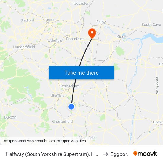 Halfway (South Yorkshire Supertram), Halfway Tram Stop to Eggborough map