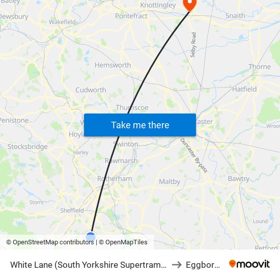 White Lane (South Yorkshire Supertram), Charnock to Eggborough map