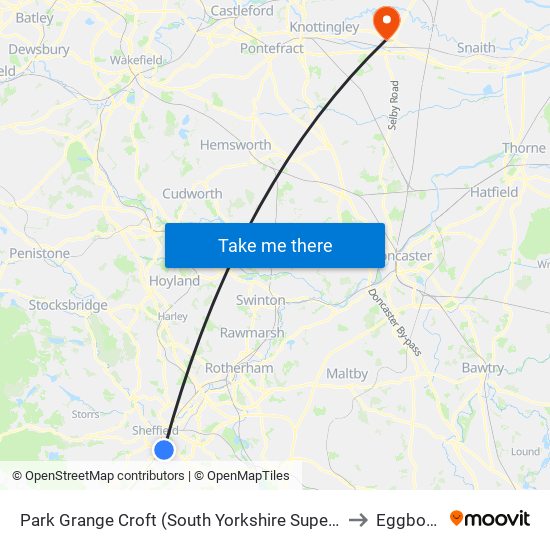 Park Grange Croft (South Yorkshire Supertram), Norfolk Park to Eggborough map