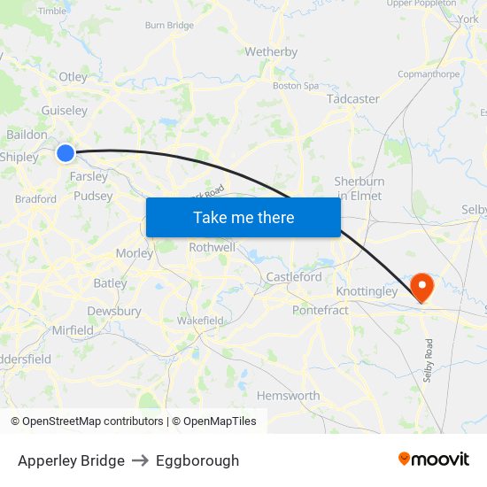 Apperley Bridge to Eggborough map