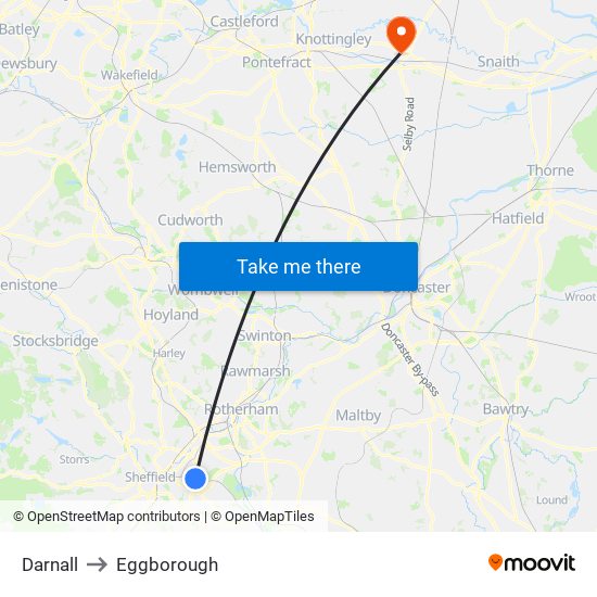 Darnall to Eggborough map