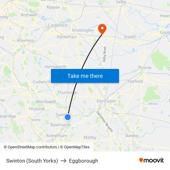 Swinton (South Yorks) to Eggborough map