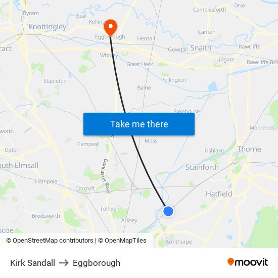 Kirk Sandall to Eggborough map