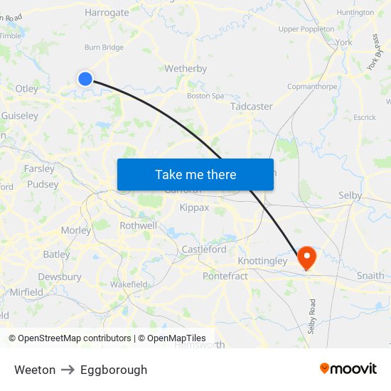 Weeton to Eggborough map