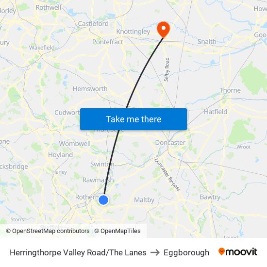 Herringthorpe Valley Road/The Lanes to Eggborough map