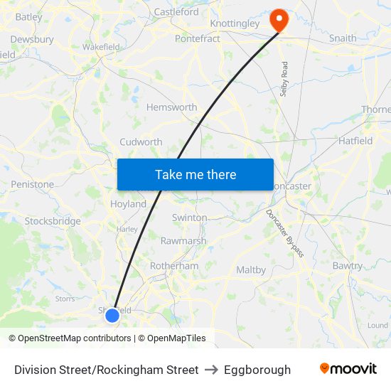 Division Street/Rockingham Street to Eggborough map
