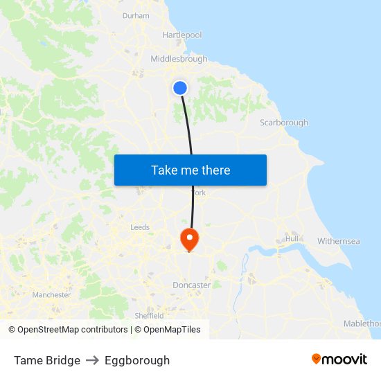 Tame Bridge to Eggborough map