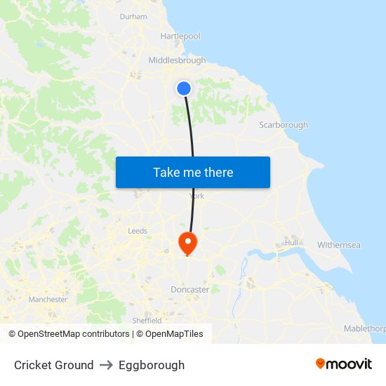 Cricket Ground to Eggborough map