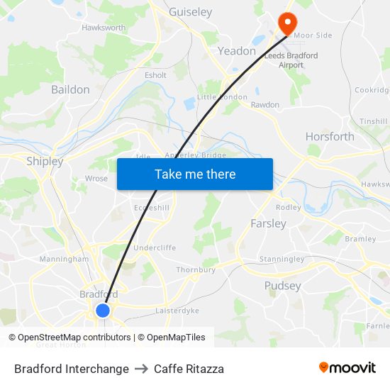 Bradford Interchange to Caffe Ritazza map