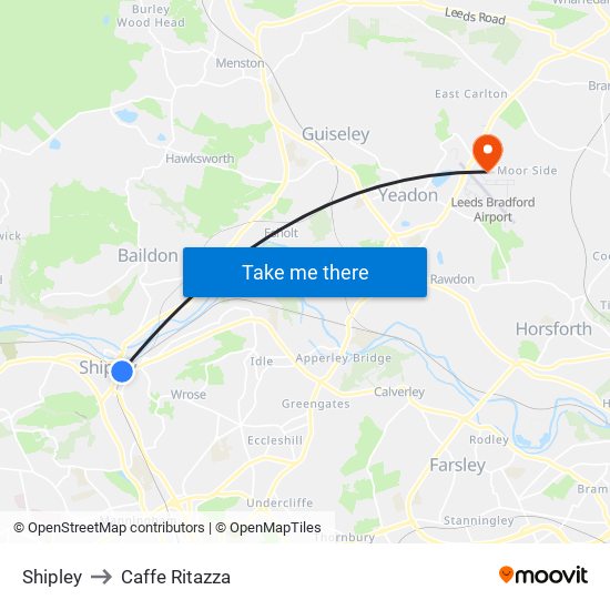Shipley to Caffe Ritazza map