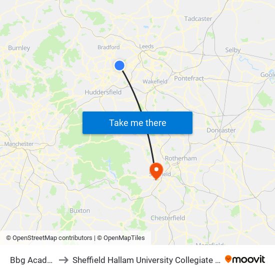 Bbg Academy to Sheffield Hallam University Collegiate Campus map