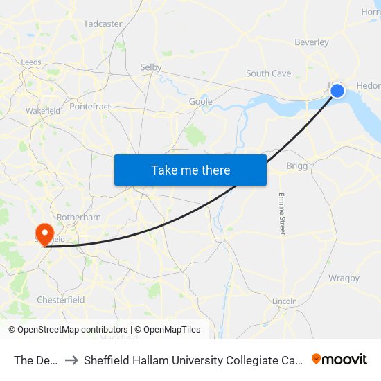 The Deep to Sheffield Hallam University Collegiate Campus map