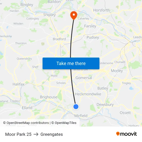 Moor Park 25 to Greengates map