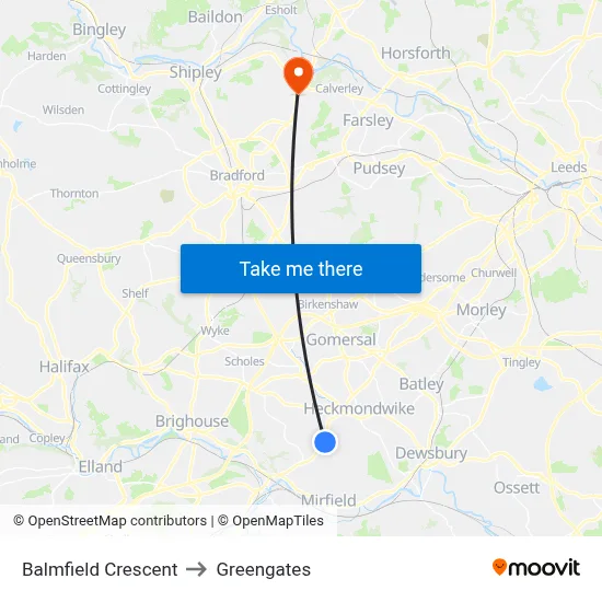 Balmfield Crescent to Greengates map