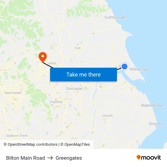 Bilton Main Road to Greengates map