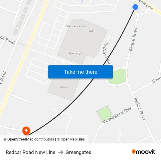 Redcar Road A to Greengates map