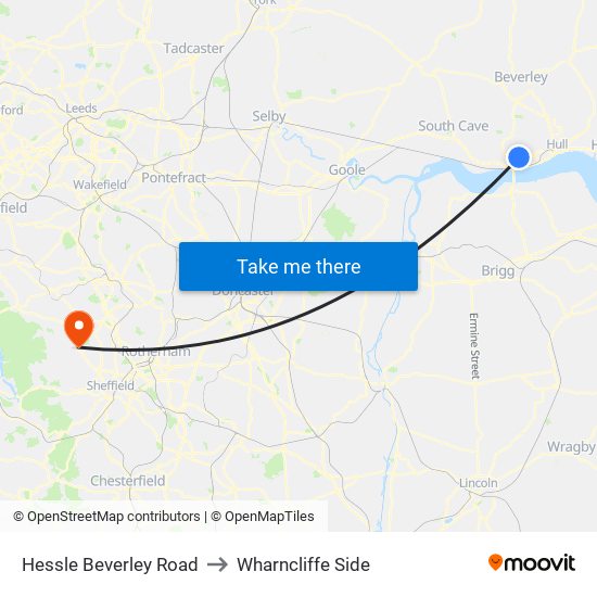 Hessle Beverley Road to Wharncliffe Side map