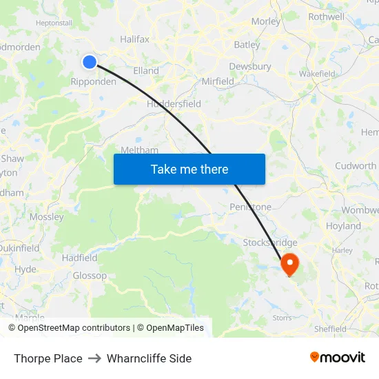 Thorpe Place to Wharncliffe Side map