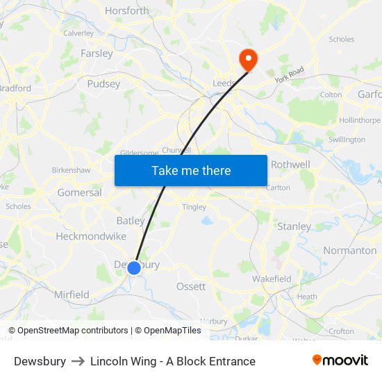 Dewsbury to Lincoln Wing - A Block Entrance map