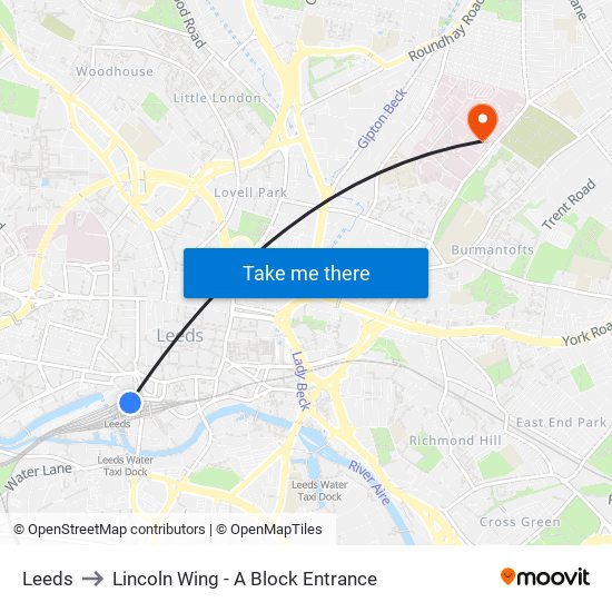 Leeds to Lincoln Wing - A Block Entrance map