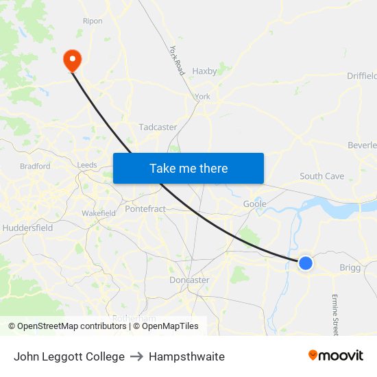 John Leggott College to Hampsthwaite map