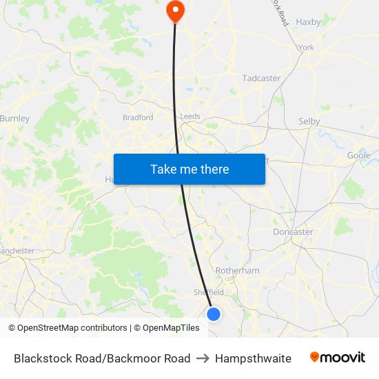 Blackstock Road/Backmoor Road to Hampsthwaite map