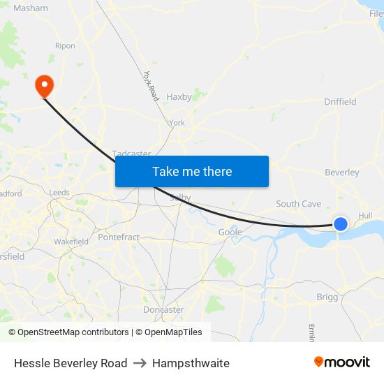 Hessle Beverley Road to Hampsthwaite map