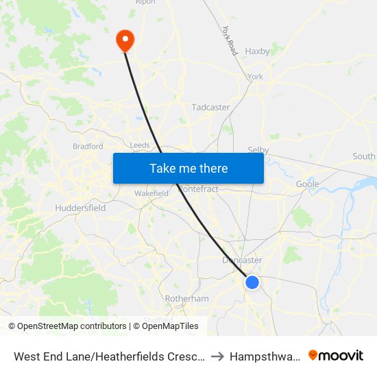 West End Lane/Heatherfields Crescent to Hampsthwaite map