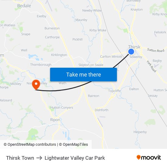 Thirsk? to Lightwater Valley Car Park map