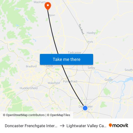 Doncaster Frenchgate Interchange to Lightwater Valley Car Park map