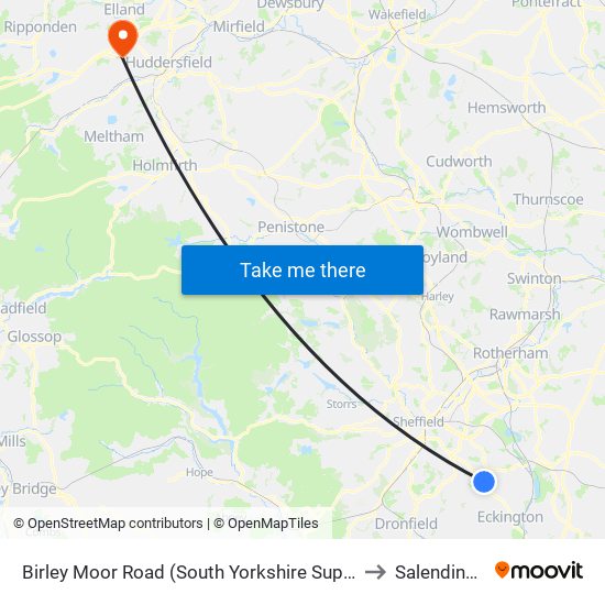 Birley Moor Road (South Yorkshire Supertram), Owlthorpe to Salendine Nook map