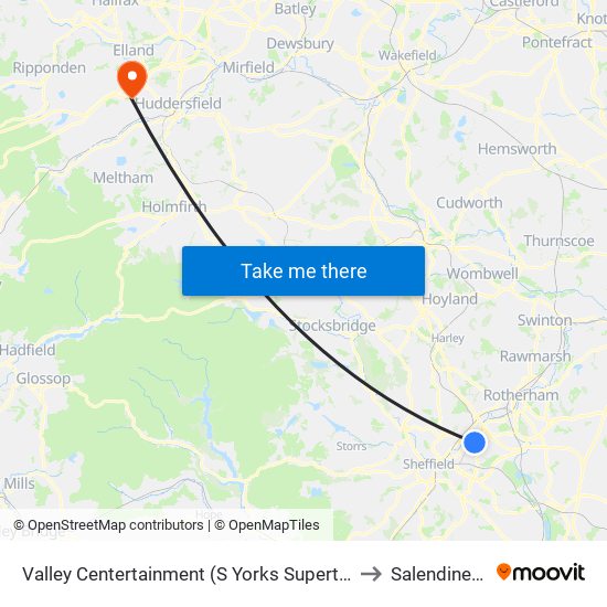 Valley Centertainment (S Yorks Supertram), Carbrook to Salendine Nook map