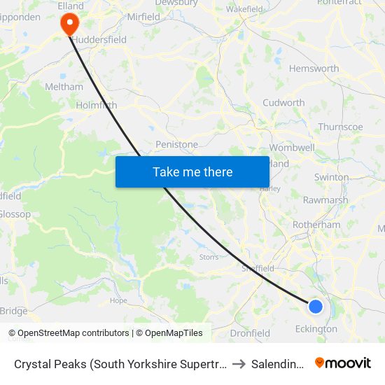 Crystal Peaks (South Yorkshire Supertram), Crystal Peaks to Salendine Nook map