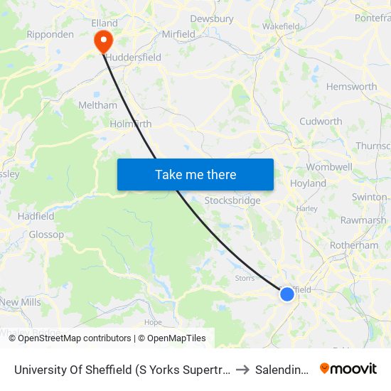 University Of Sheffield From City, Western Bank to Salendine Nook map