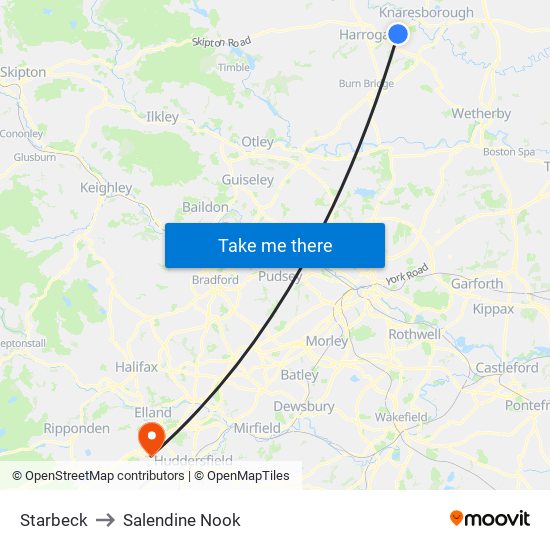 Starbeck to Salendine Nook map