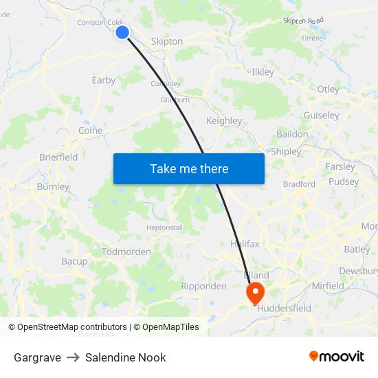 Gargrave to Salendine Nook map