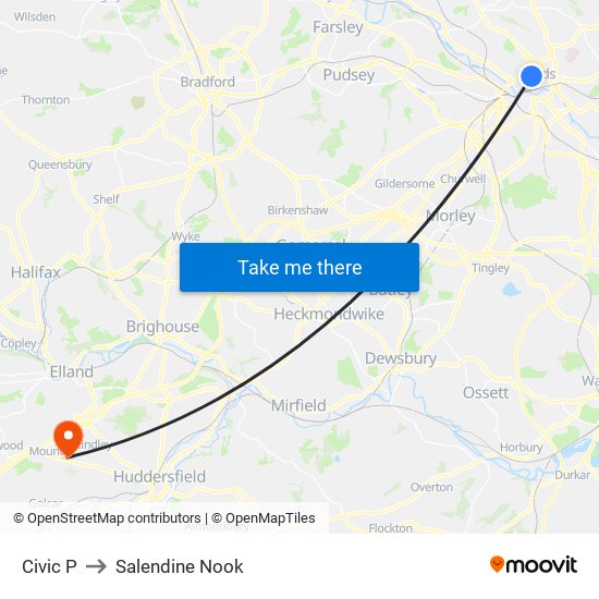 Civic P to Salendine Nook map