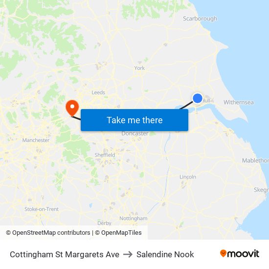 Cottingham St Margarets Ave to Salendine Nook map