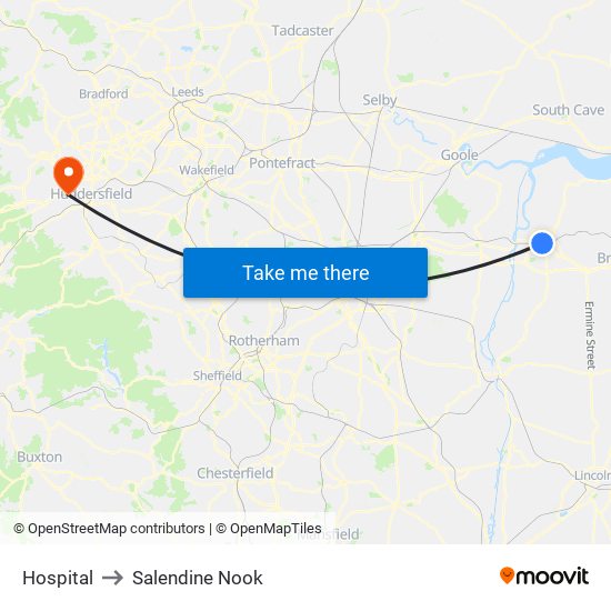 Hospital to Salendine Nook map