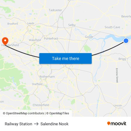 Railway Station to Salendine Nook map