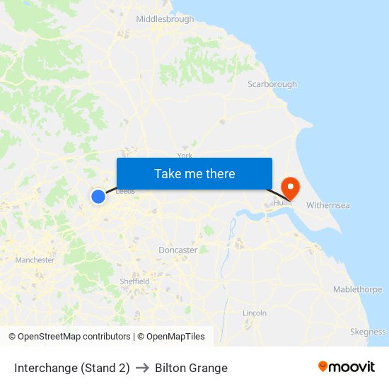 Interchange (Stand 2) to Bilton Grange map