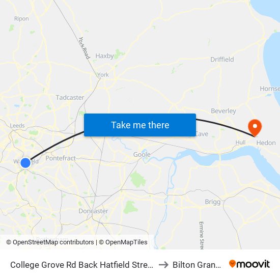 College Grove Rd Back Hatfield Street to Bilton Grange map