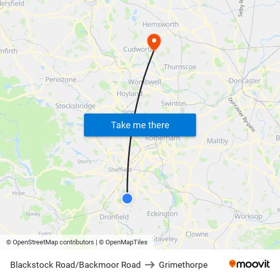 Blackstock Road/Backmoor Road to Grimethorpe map