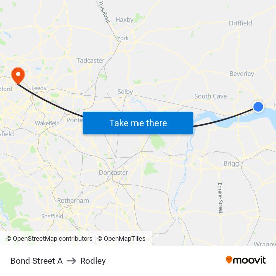 Bond Street A to Rodley map