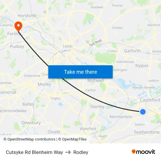 Cutsyke Rd Blenheim Way to Rodley map
