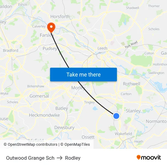 Outwood Grange Sch to Rodley map