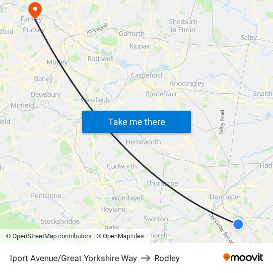 Iport Avenue/Great Yorkshire Way to Rodley map