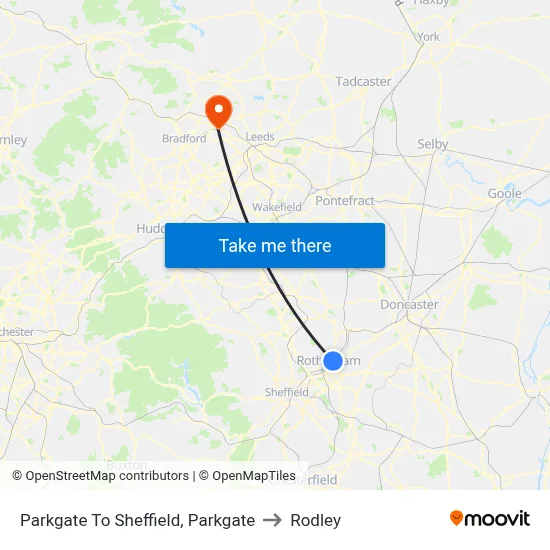 Parkgate To Sheffield, Parkgate to Rodley map
