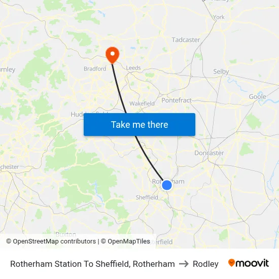 Rotherham Station To Sheffield, Rotherham to Rodley map